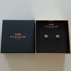 Coach boxed rosegold heart turnlock earrings